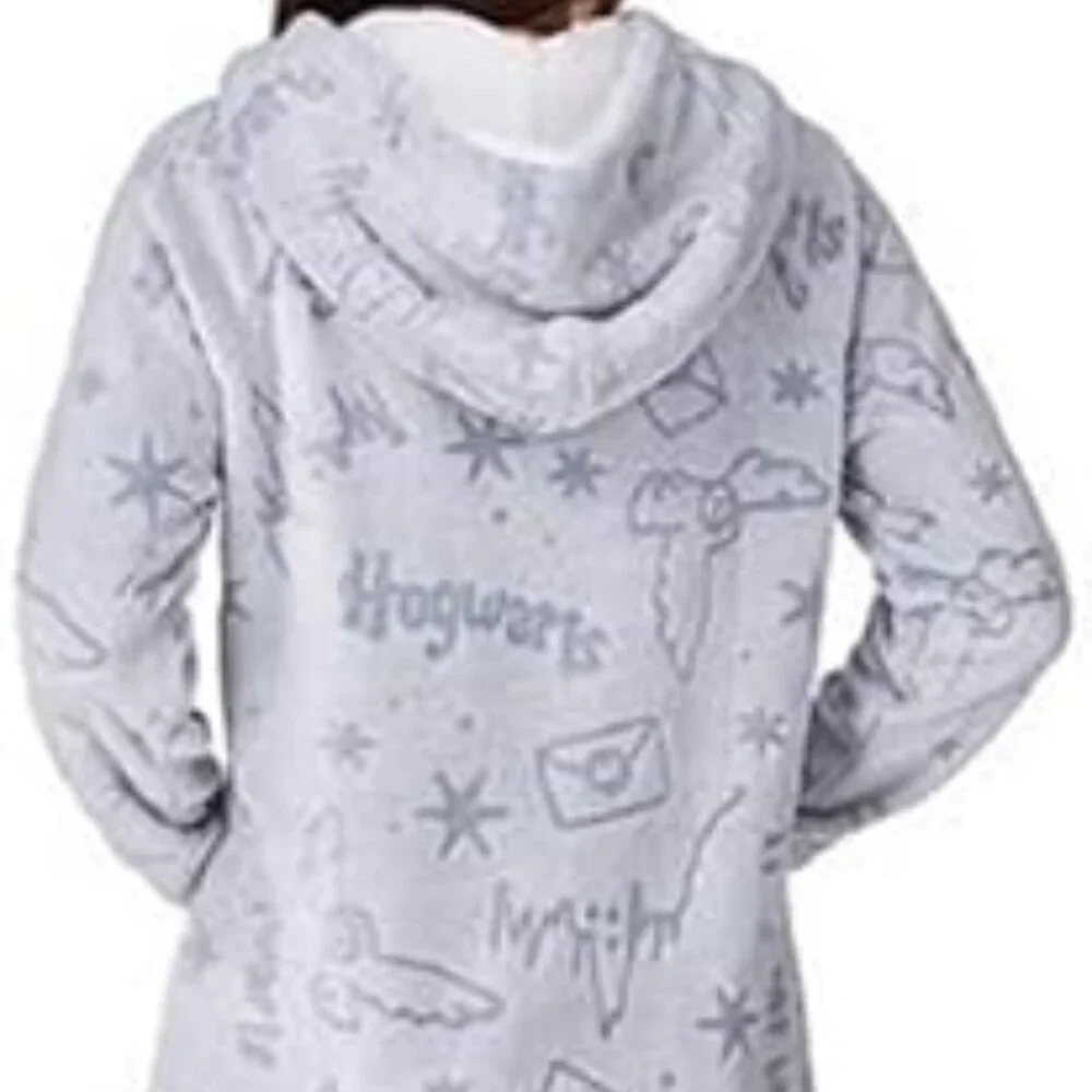 Harry Potter Wizarding World Women's Fleece Lounge Hoodie Gray and Blue sz M EUC